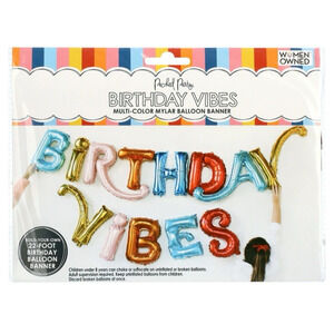 Packed Party Birthday Vibes Multi Color Mylar Balloon Banner 22 Feet